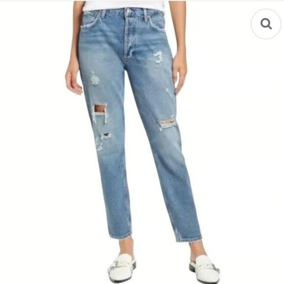 AGOLDE Feel Good Distressed High Rise Straight Leg Jean - Picture 1 of 11